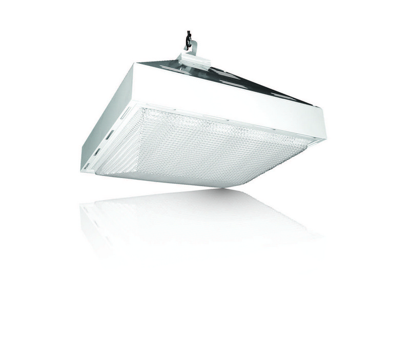 Aesthetic fluorescent High-Bay with uplight available with 3 Biax or CFL lamps.